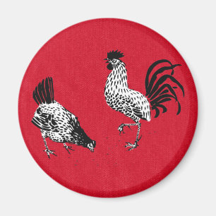 Hen and Rooster Magnet
