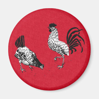 Hen and Rooster Magnet
