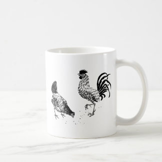Hen and Rooster Pecking the Ground Coffee Mug