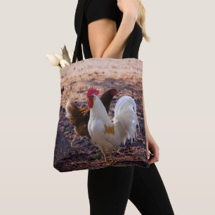 Hen and Rooster Rustic Farmhouse Tote Bag