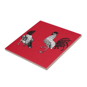 Hen And Rooster Tile by Kinder_Kleider at Zazzle