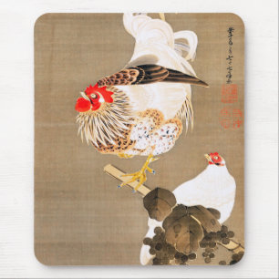 Hen and Rooster with Grapevine by Ito Jakuchu Mouse Pad