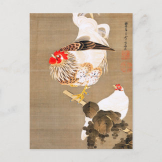 Hen and Rooster with Grapevine by Ito Jakuchu Postcard