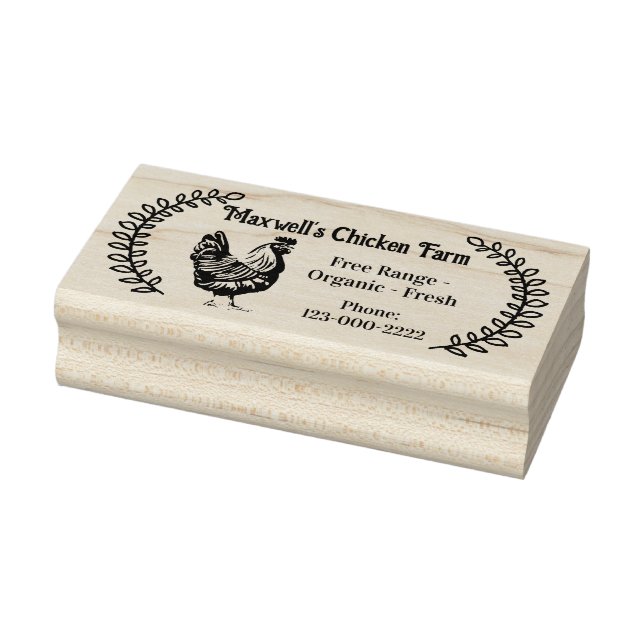 Hen Branches Classic Egg Carton Labeling Rubber Stamp (Stamp)