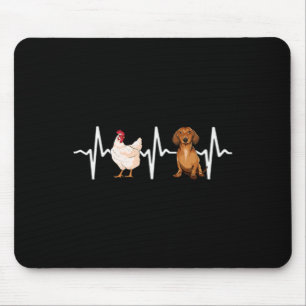 Hen Chicken Brown Dachshund Heartbeat Dog Lover Mouse Pad