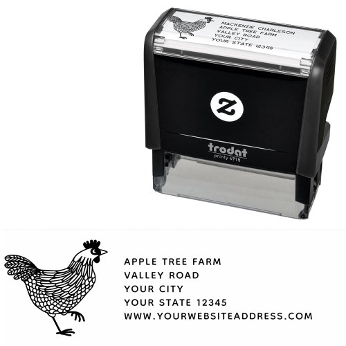 Hen Chicken Farm Address Self_inking Stamp