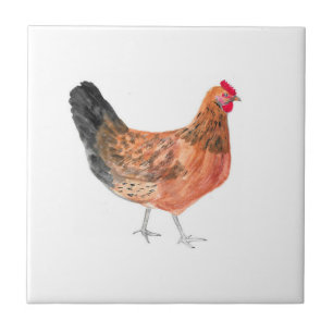Hen Chicken Farm Animals watercolor Farmyard art Ceramic Tile
