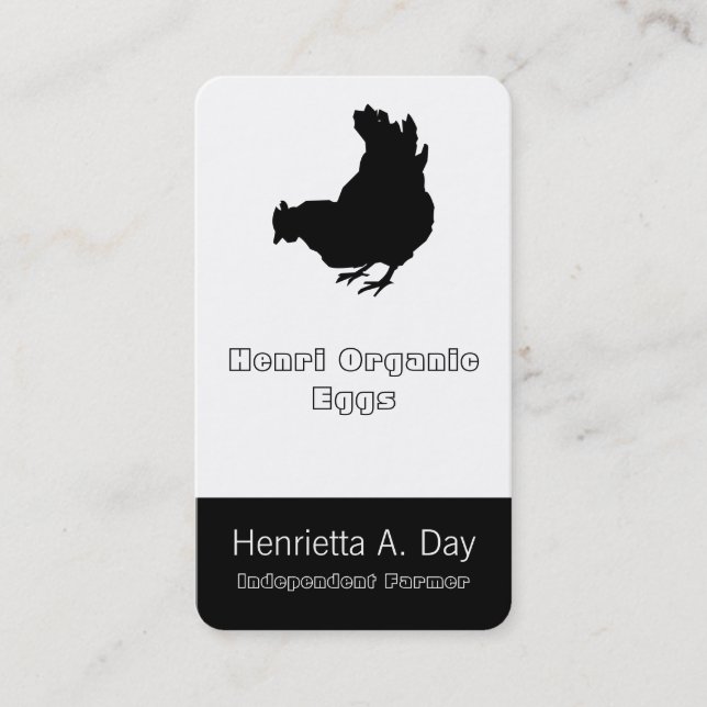 Hen [chicken, farmer, organic eggs] business card (Front)