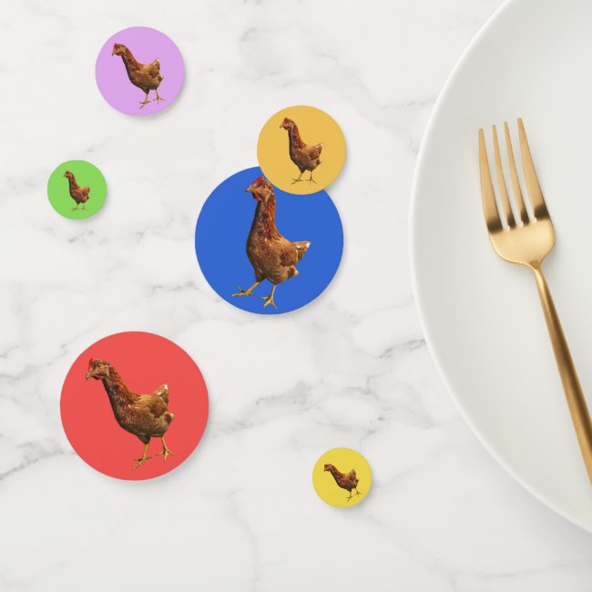 Hen Chicken in Rainbow Colors Table Confetti