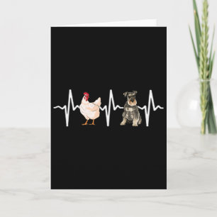 Hen Chicken Miniature Schnauzer Heartbeat Dog Love Card