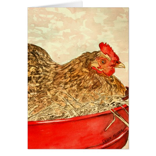 hen chicken painting art gifts card