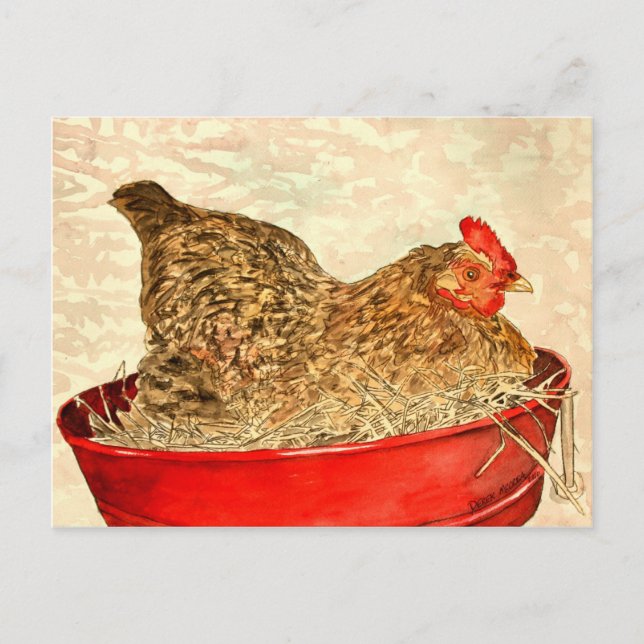hen chicken painting art gifts postcard (Front)