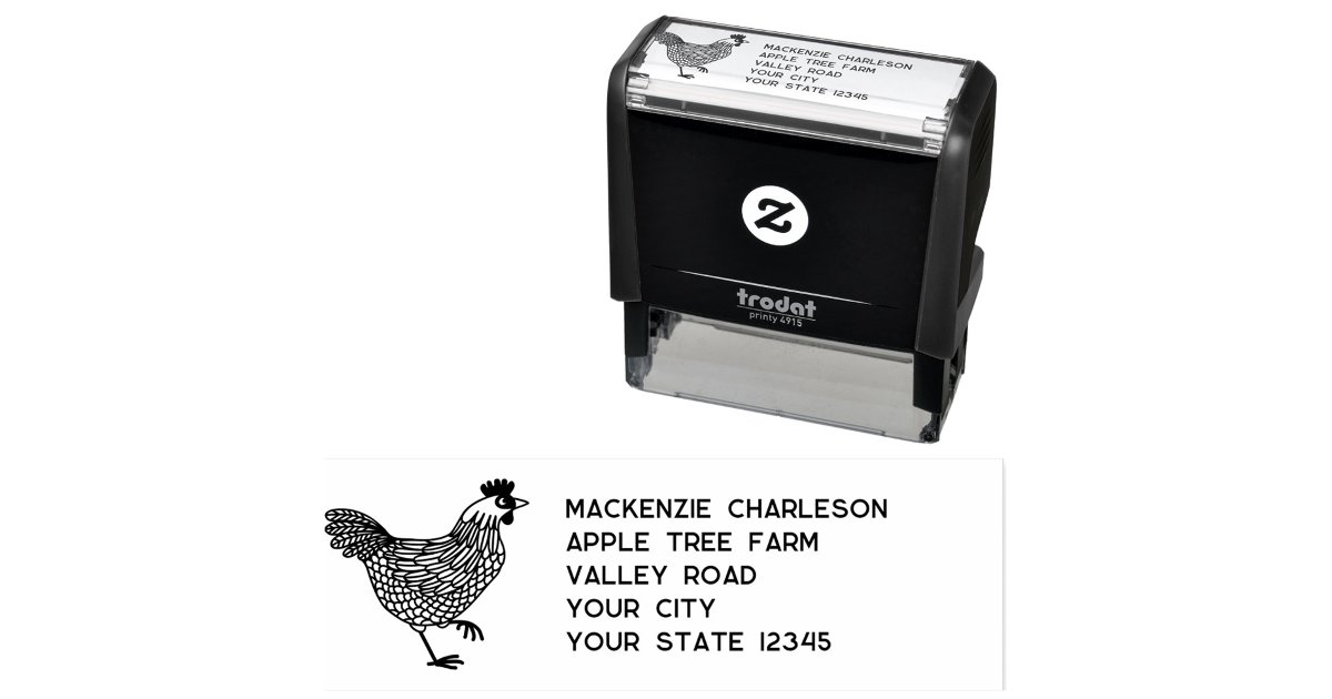 Hen Chicken Personalized Address Self-inking Stamp | Zazzle