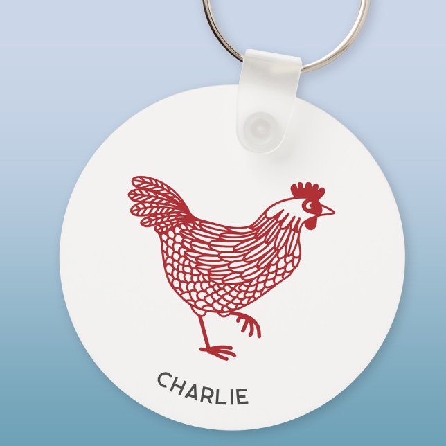 Hen Chicken Personalized Keychain (Chicken hen poultry personalized name aluminium keyring keychain)