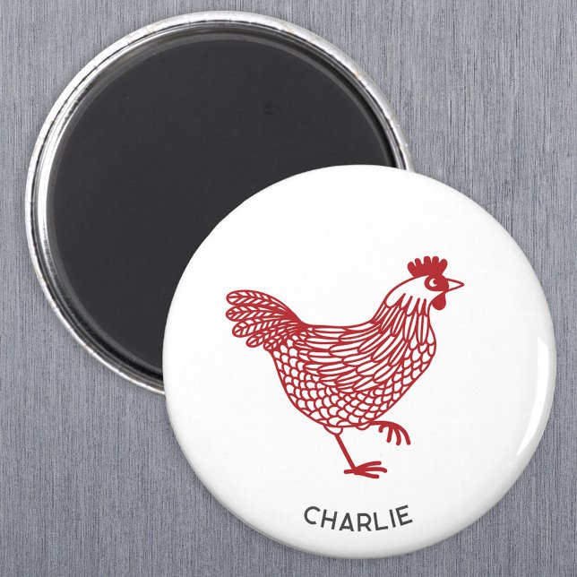 Hen Chicken Personalized Magnet (Chicken hen poultry personalized name magnet)
