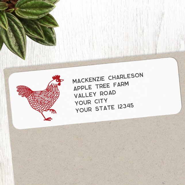 Hen Chicken Personalized Return Address Label (Chicken Hen Poultry personalized return address label)