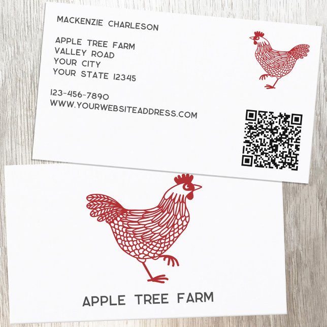 Hen Chicken Poultry Egg Farm QR Code Business Card (Hen chicken poultry egg farm QR code personalized business card)