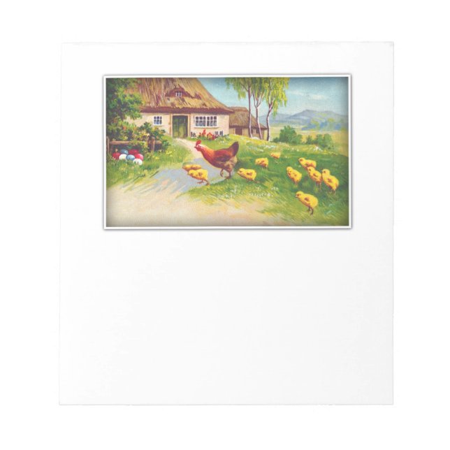 Hen, Chickens and Easter Eggs Notepad (Front)