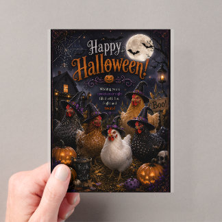 hen design hallloween card front back design acrylic enclosure card