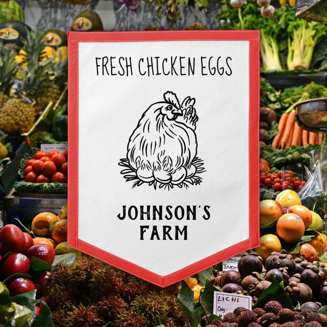 Hen Family Farm Fresh Egg Farm Market Sign Pennant (Creator Uploaded)