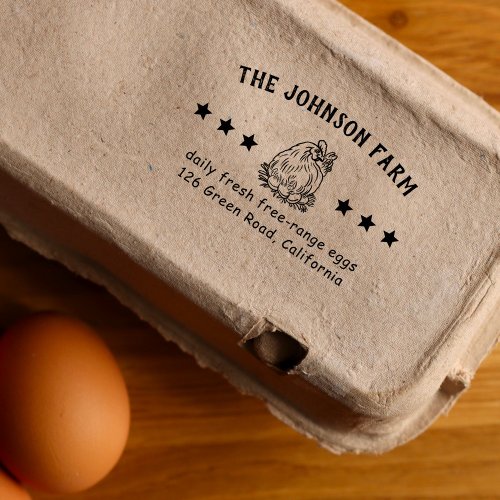 Hen Family Farm Fresh Eggs Address Rubber Stamp