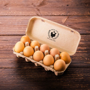 Hen Heart Wreath Fresh Eggs Farm Name Rubber Stamp