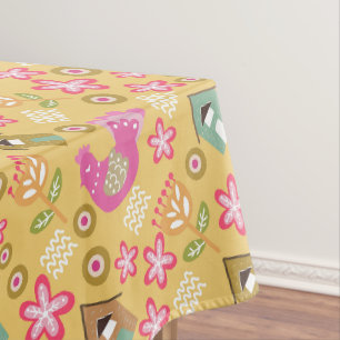 Hen House Country Scandinavian Mustard Tablecloth