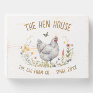 Hen House Sign Watercolor Grey Hen Wildflower
