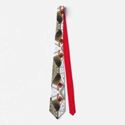 Hen in a Plumeria Neck Tie