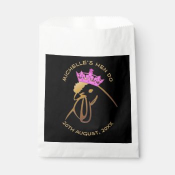 Hen In Pink Crown Bachelorette Party Custom Favor Bag by LouiseBDesigns at Zazzle