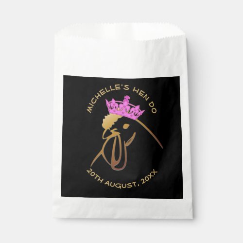 Hen in Pink Crown Bachelorette Party Custom Favor Bag