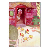 Hen in Pink House Watching Chicks (Front)