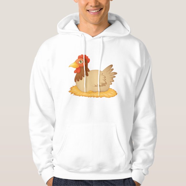 Hen Laying On Eggs Mens Hoodie (Front)