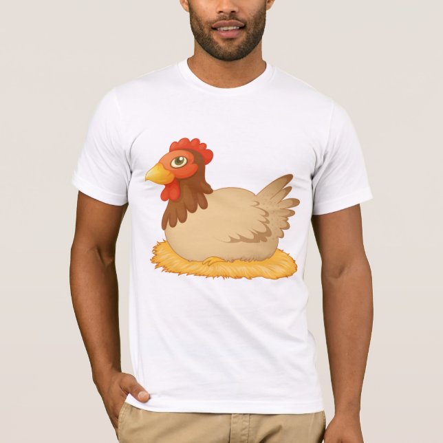Hen Laying On Eggs Mens T-Shirt (Front)