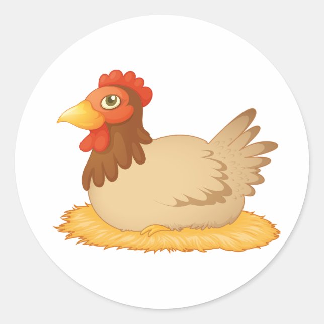 Hen Laying On Eggs Stickers (Front)