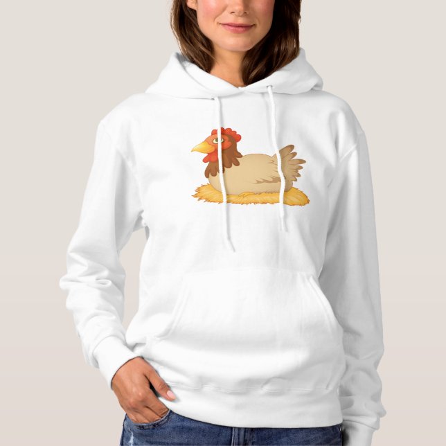 Hen Laying On Eggs Womens Hoodie (Front)