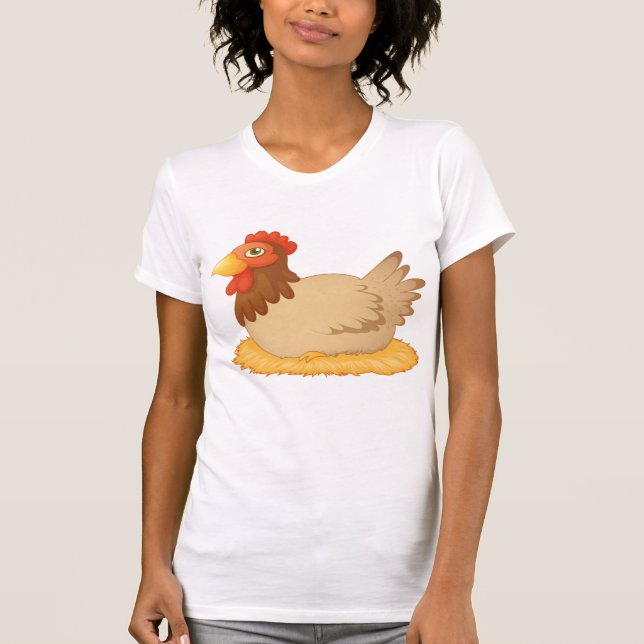 Hen Laying On Eggs Womens T-Shirt (Front)