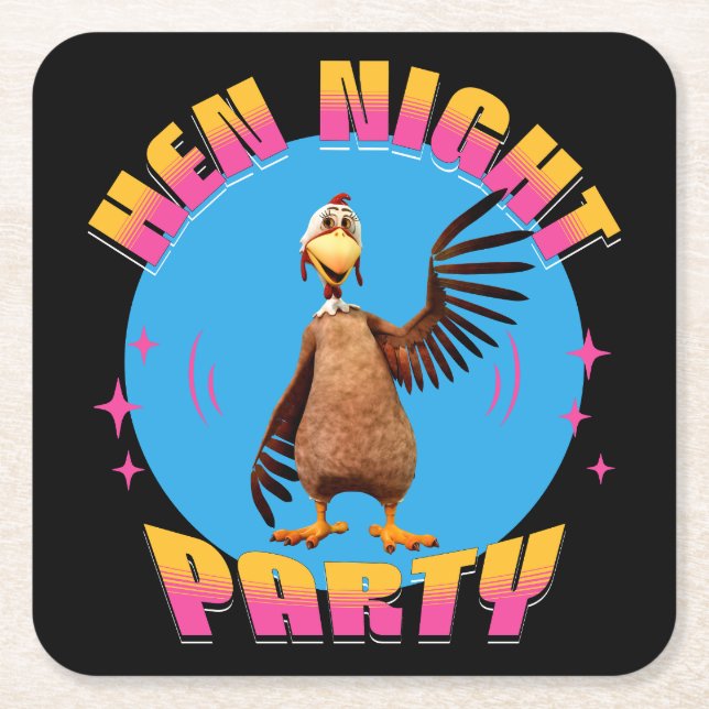 Hen Night Party Funny Bachelorette Party Square Paper Coaster (Front)