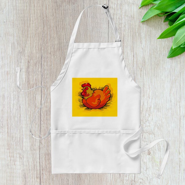 Hen on Nest Bright Farmyard Chicken Adult Apron (Creator Uploaded)