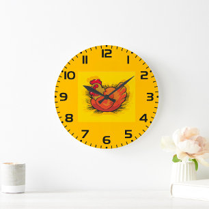 Hen on Nest Bright Farmyard Chicken Large Clock