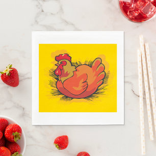 Hen on Nest Bright Farmyard Chicken Napkins