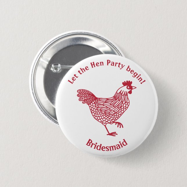 Hen Party Bachelorette Bridesmaid Button (Front & Back)