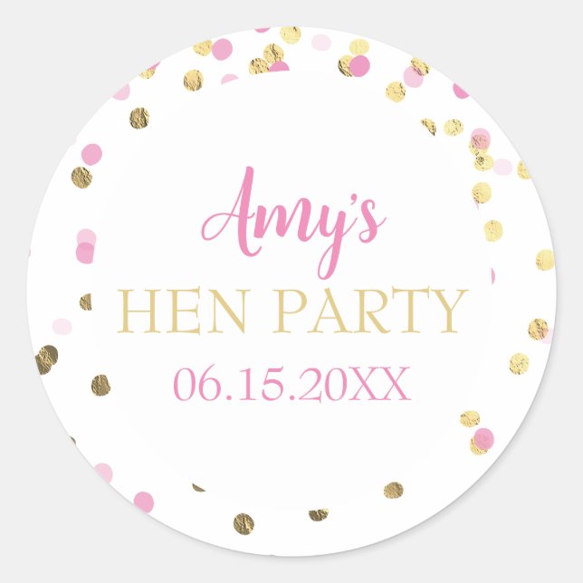 Hen Party Bachelorette Party Favors Classic Round Sticker (Front)