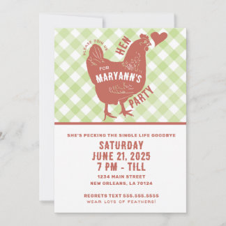 Hen Party Chicken Bachelorette Invitation