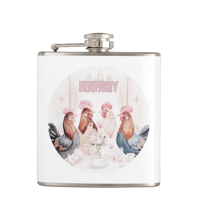 Hen Party Design | Girly Pink Hens Bachelorette Flask (Front)
