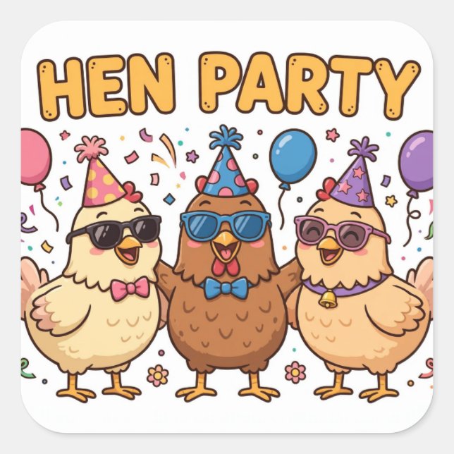 HEN PARTY Funny Chicken Sticker (Front)