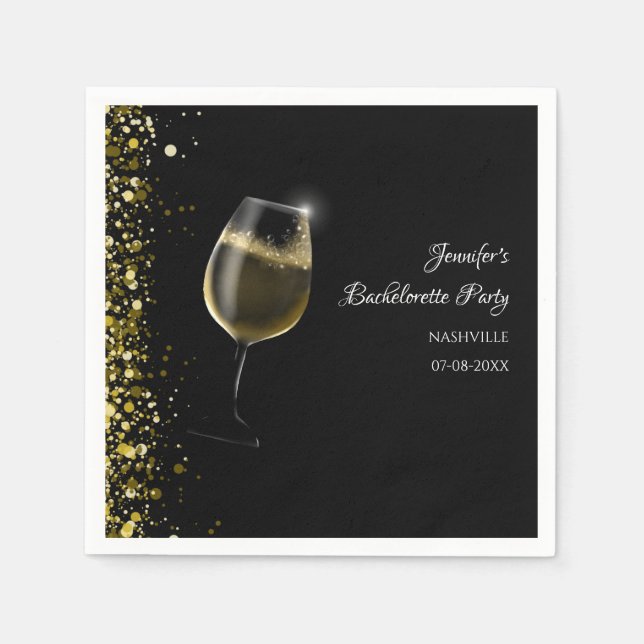 Hen party gold Mocktail bachelorette party Napkins (Front)
