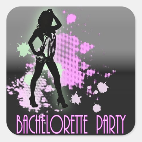 Hen Party Mrs Bride silhouette  Bachelorette Party Square Sticker