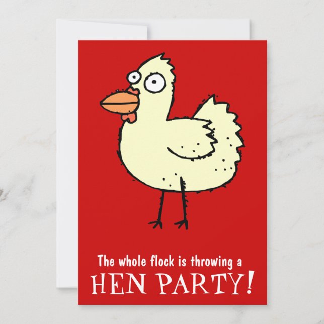 Hen Party! White Hen Bachelorette Party Invite (Front)