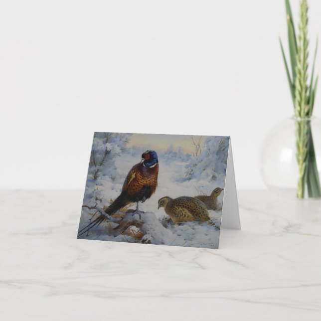  Hen Pheasant Winter , Archibald Thorburn Letterpress Thank You Card (Front)